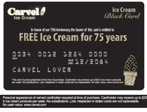 Free Carvel Ice Cream Card